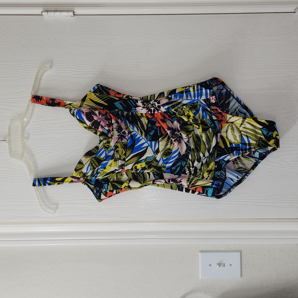 One Peice Tropical/Floral Swimsuit.  Size 12.